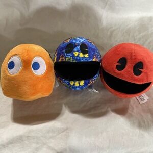 Set Of 3 Pac Man & Battle Royale Plush Stuffed Pac-Man Video Games